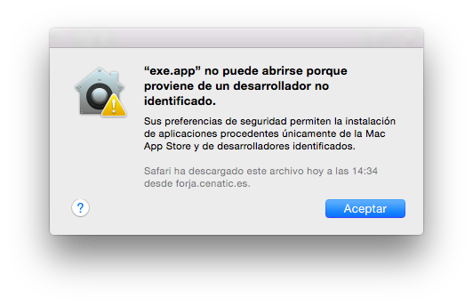 Apple - Error al abrir app de desarrollador no identificado. Licencia CC(BY-NC-SC)