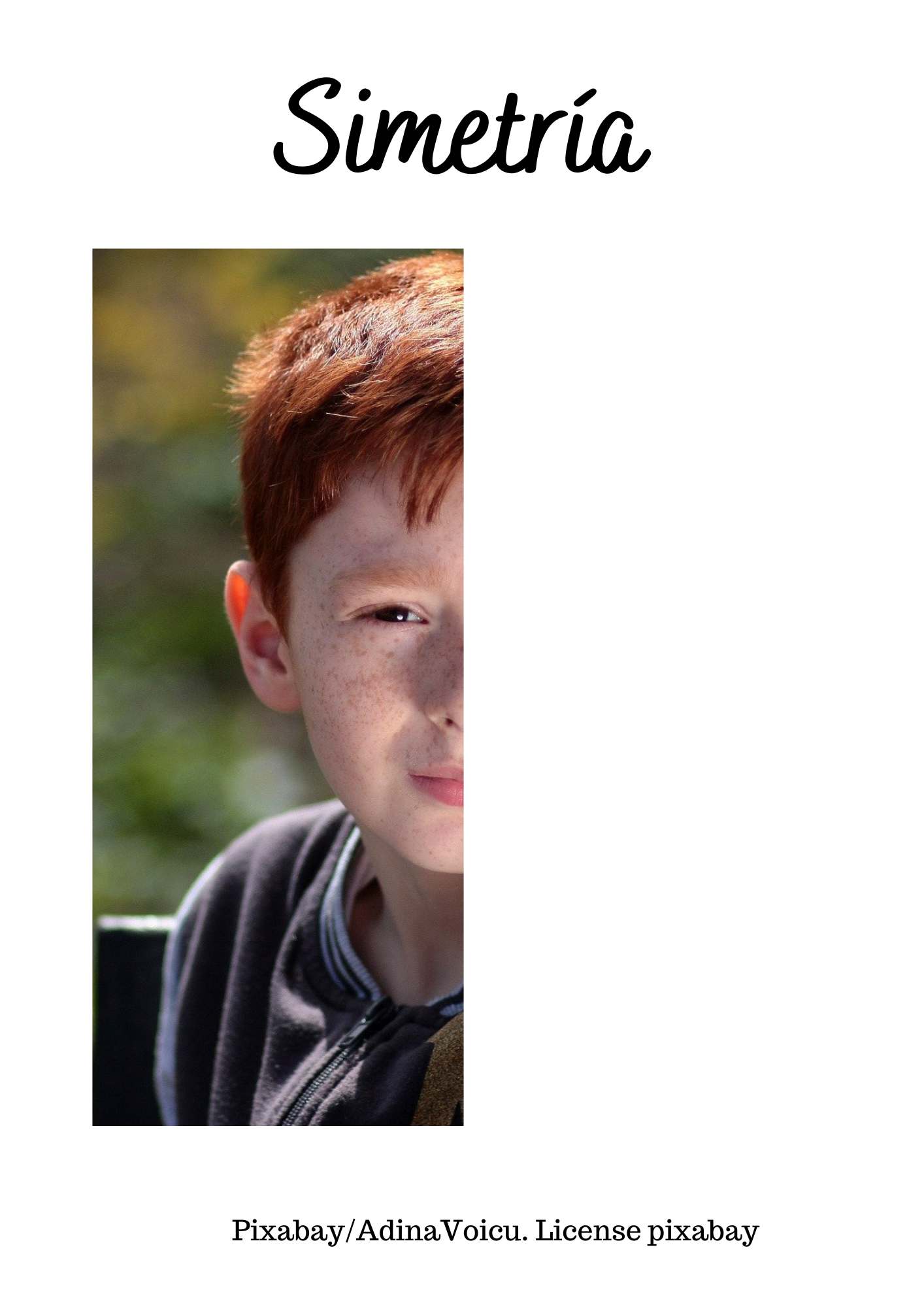 Imagen de la foto de un niño sólo con la parte izquierda de la cara, tendrán que dibujar la parte derecha.