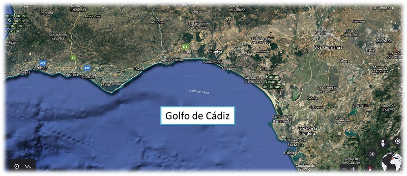 Golfo de Cádiz. Vista de satélite.