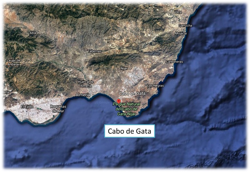 Cabo de Gata en Almería desde el Satélite