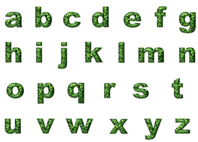 Las letras del alfabeto en minúscula