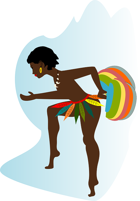 Dibujo de una chica de una tribu danzando