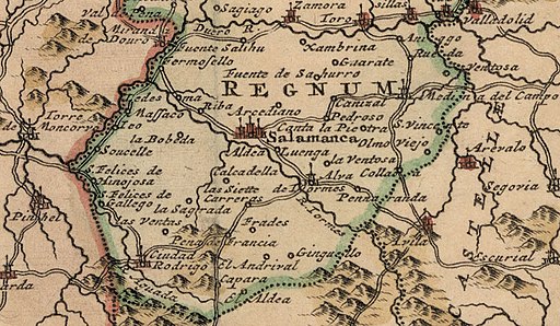 Detalle de un plano de Salamanca en 1800