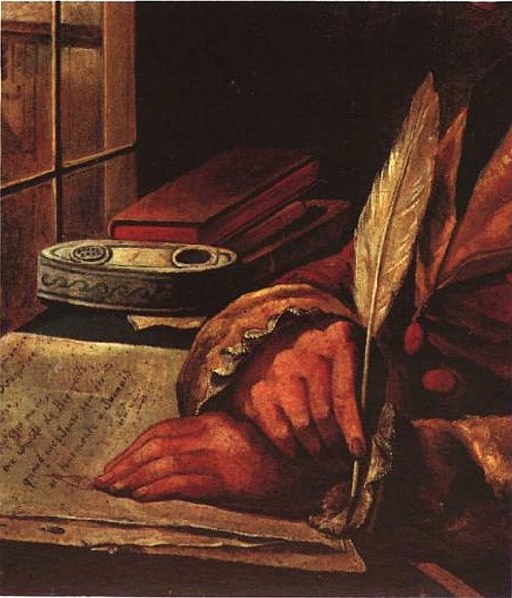 Voltaire en su despacho (detalle), pintura, siglo XVIII
