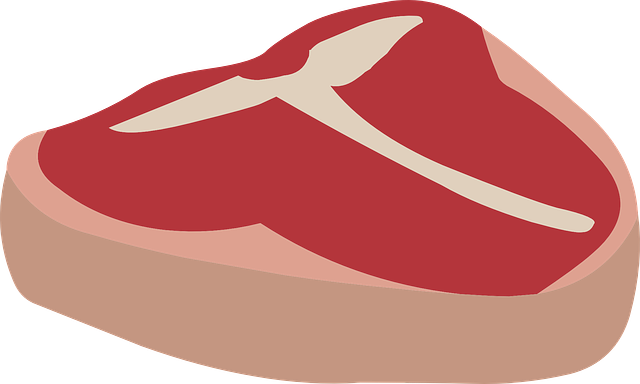 Dibujo de una chuleta de color rojo con el hueso en forma de t en el medio