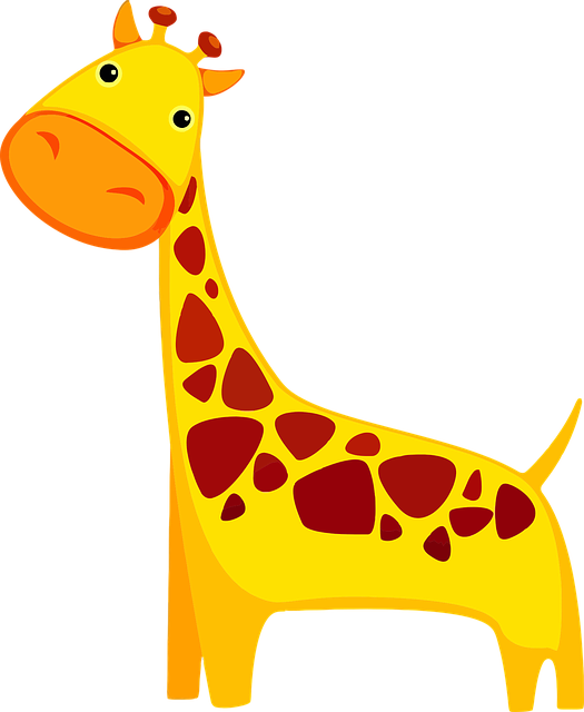 Dibujo de una jirafa con un cuello muy caracterizado
