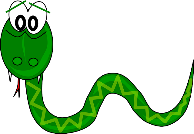 Dibujo de una serpiente animada.