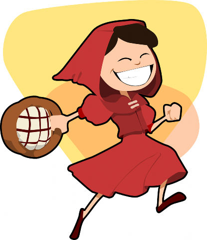 Caperucita roja sonriente con su cesta