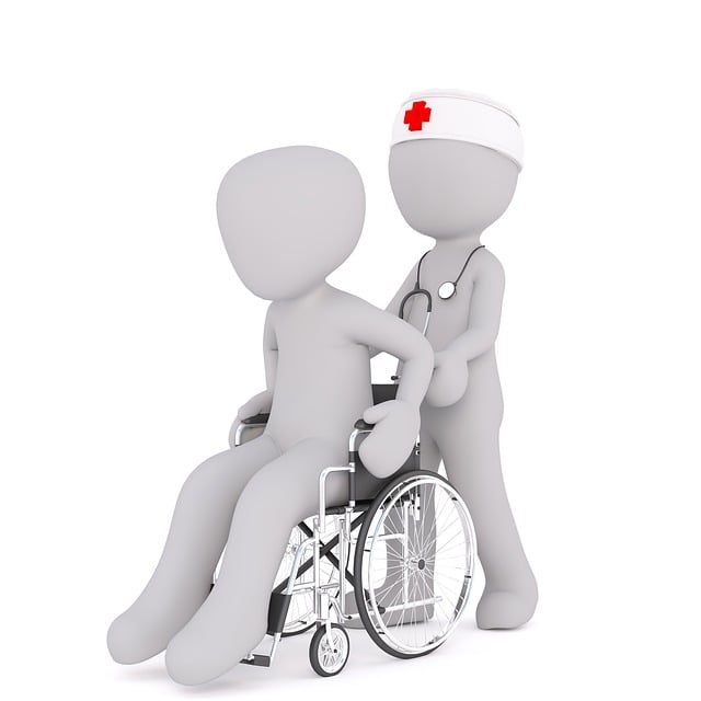 Paciente en silla de ruedas con un doctor