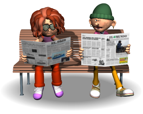 Niños leyendo periódicos