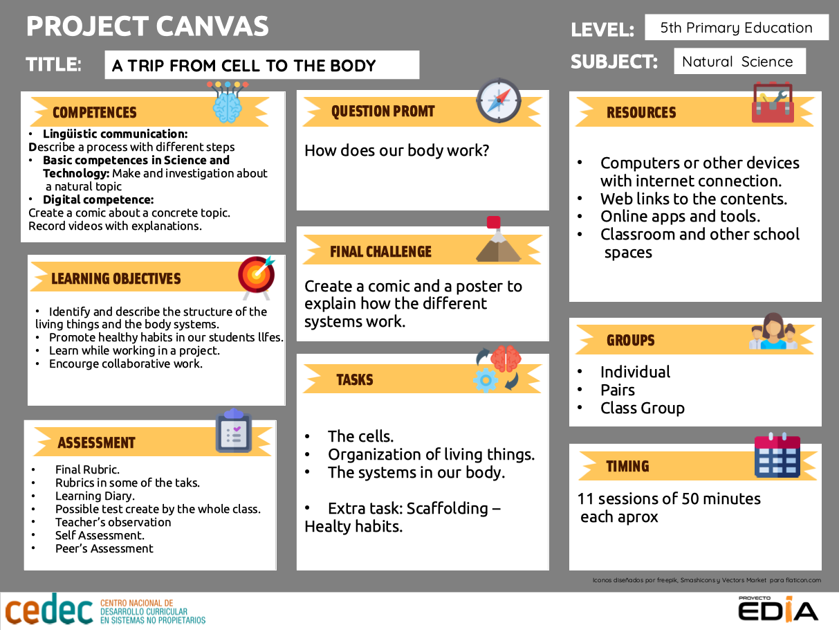 Canvas qith the description of the project