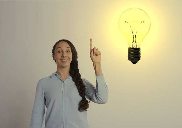 A girl with a bulb of an idea.