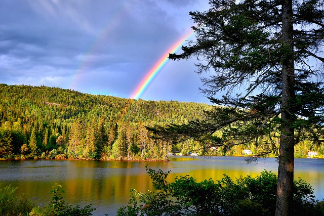 Lago y arco iris