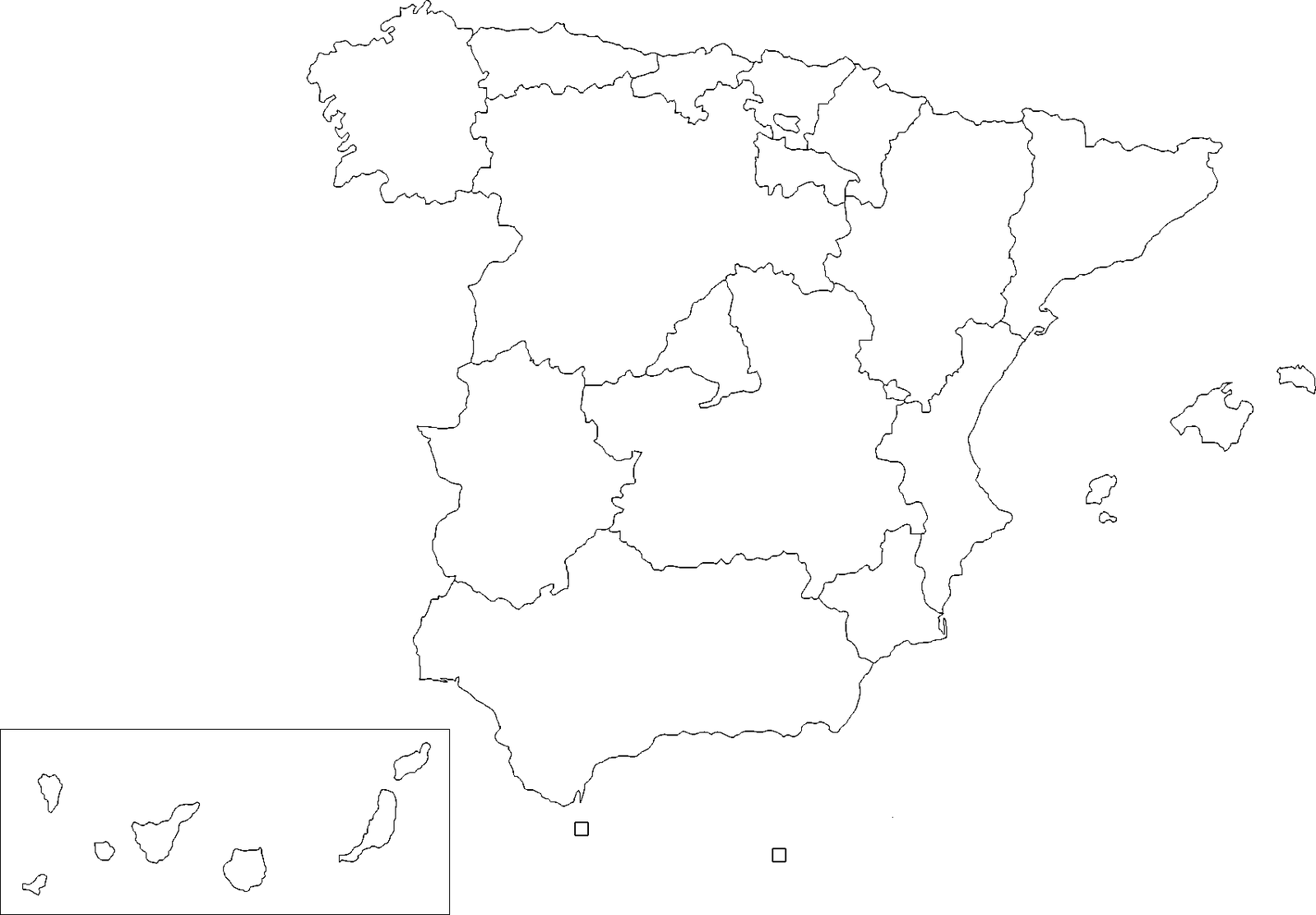 Espainiako autonomia-erkidegoen mapa. Wikimedia Commons. Dominio libre