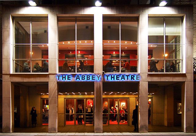 Façade of the Abbey Theatre, by night