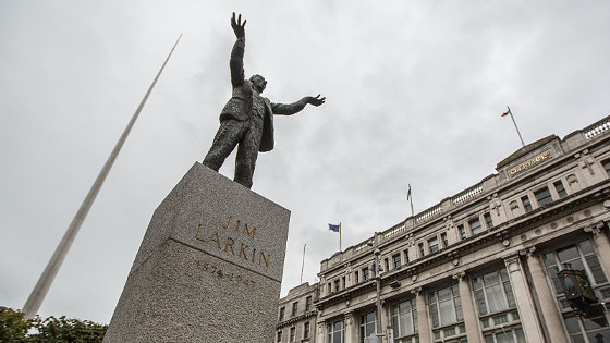 Jim Larkin Statue and the Spire of Dublin