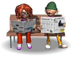 Adolescentes leyendo periódicos