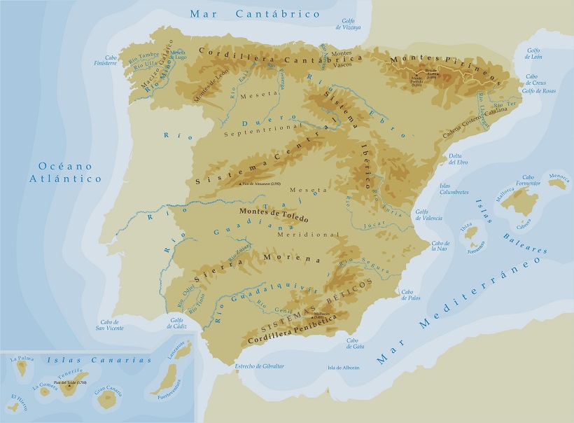 Mapa físico de España