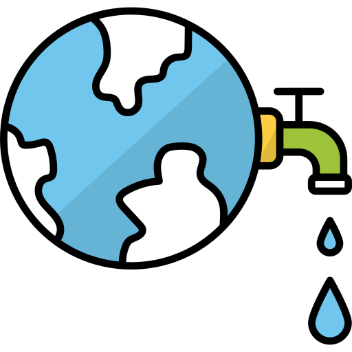Icono del mundo con un grifo de agua