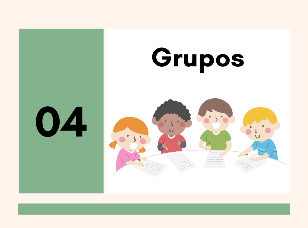 Grupos de niños y niñas.
